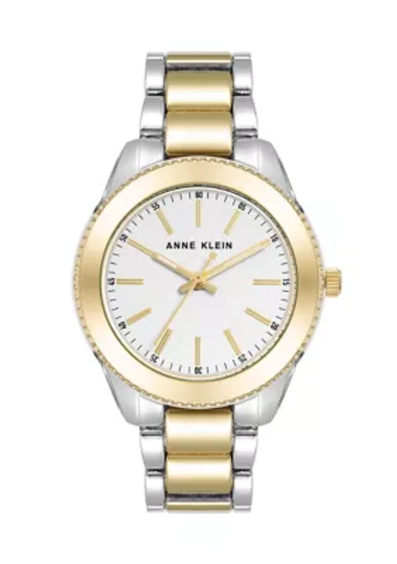 Quartz Two-Tone Alloy Link Bracelet Watch