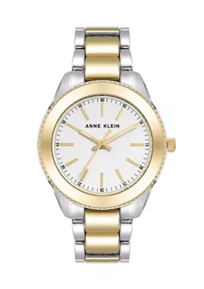 Quartz Two-Tone Alloy Link Bracelet Watch