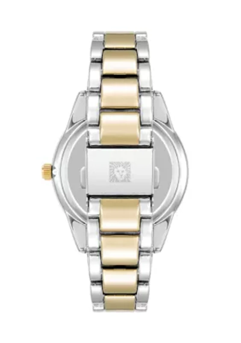 Quartz Two-Tone Alloy Link Bracelet Watch