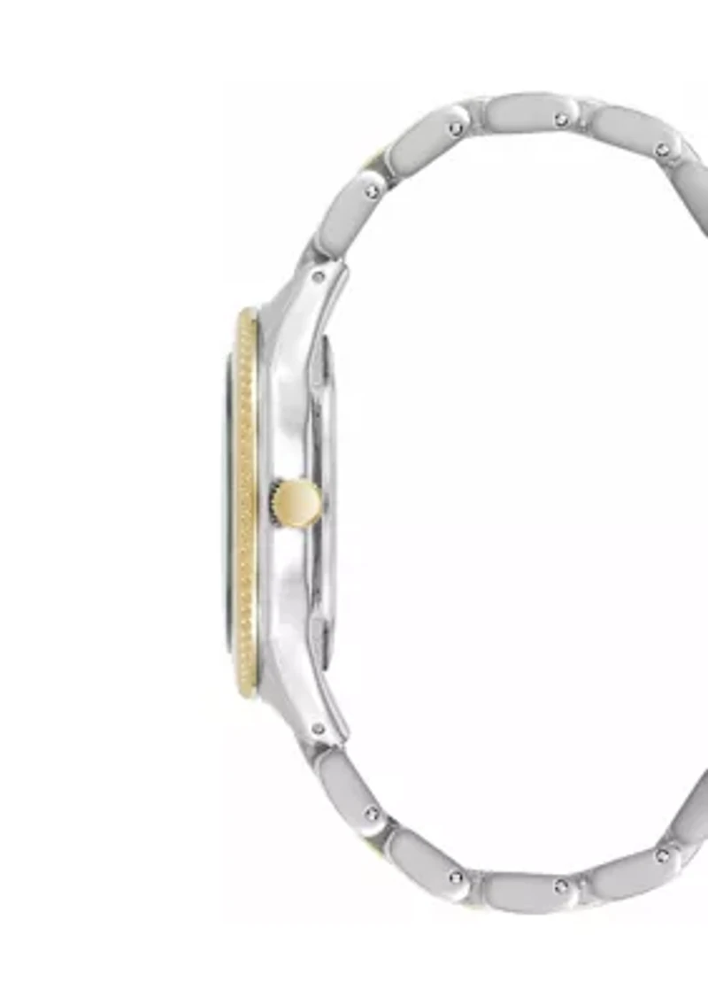 Quartz Two-Tone Alloy Link Bracelet Watch