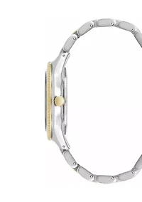 Quartz Two-Tone Alloy Link Bracelet Watch