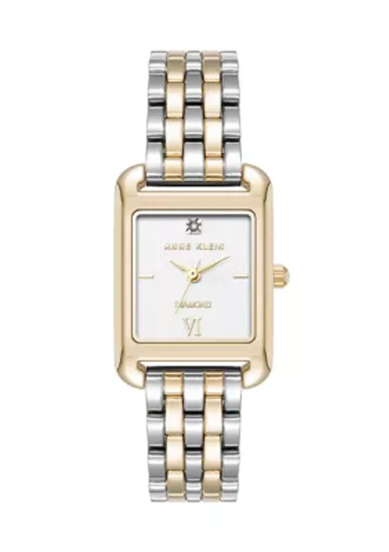 Quartz Two-Tone Alloy Link Bracelet Watch