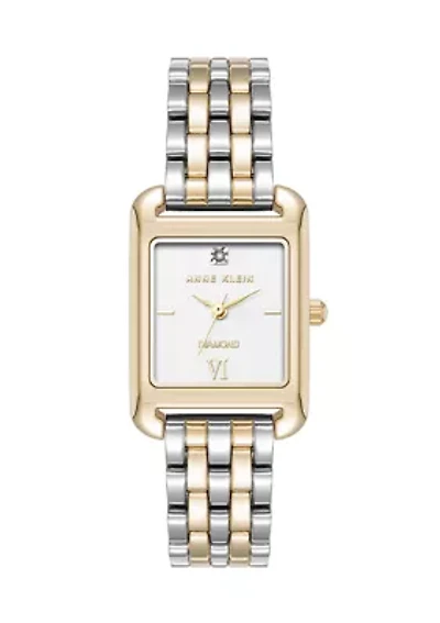 Quartz Two-Tone Alloy Link Bracelet Watch