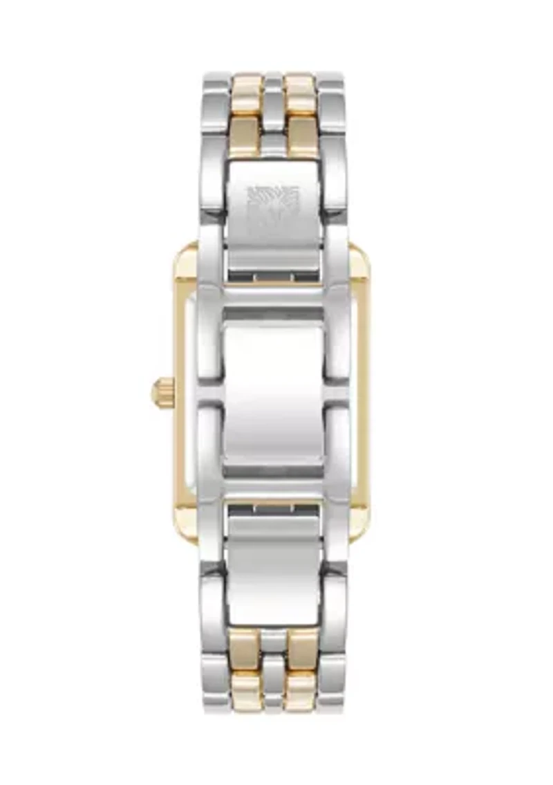 Quartz Two-Tone Alloy Link Bracelet Watch