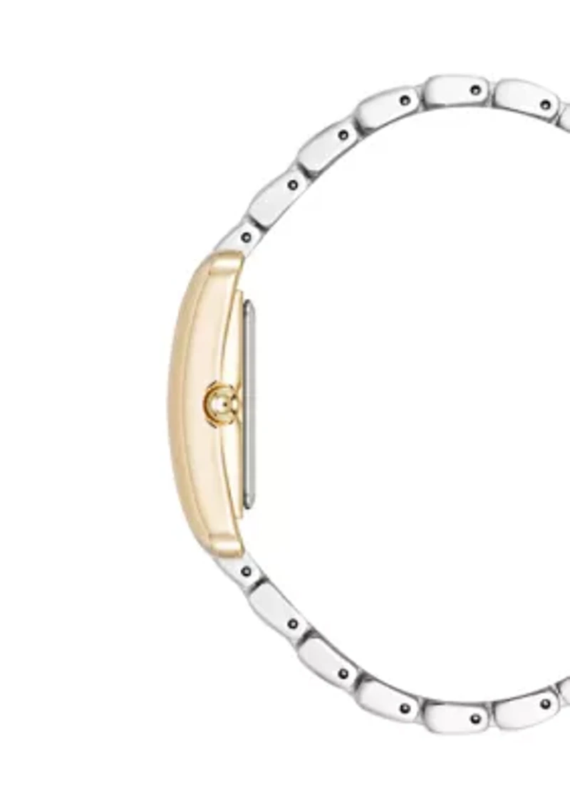 Quartz Two-Tone Alloy Link Bracelet Watch