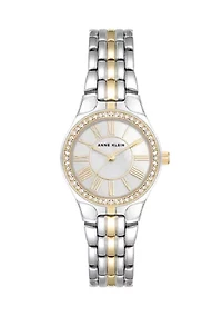 Quartz Two-Tone Alloy Link Bracelet Watch