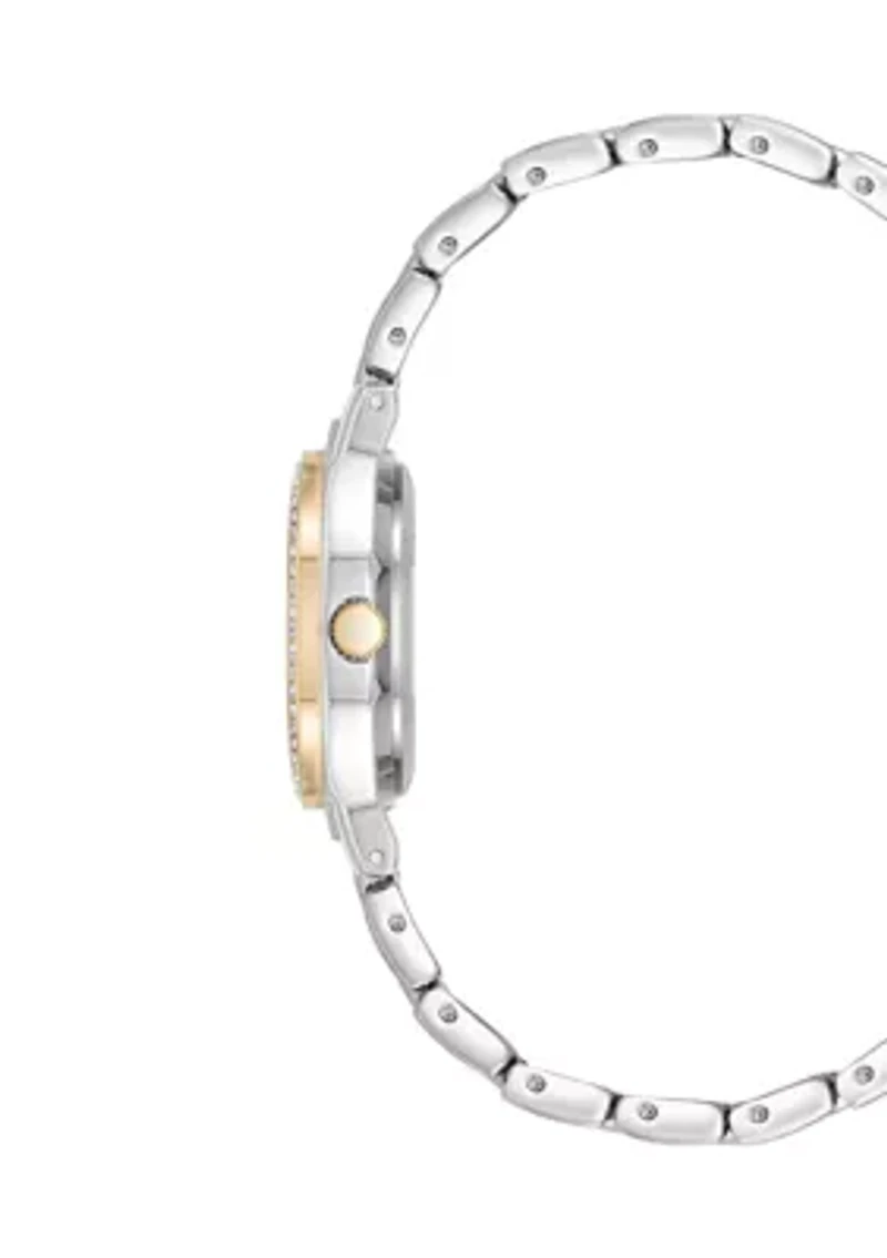 Quartz Two-Tone Alloy Link Bracelet Watch