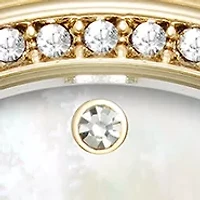 Quartz Crystal Embellished Gold-Tone Alloy Metal Bracelet Watch, 26 Millimeter