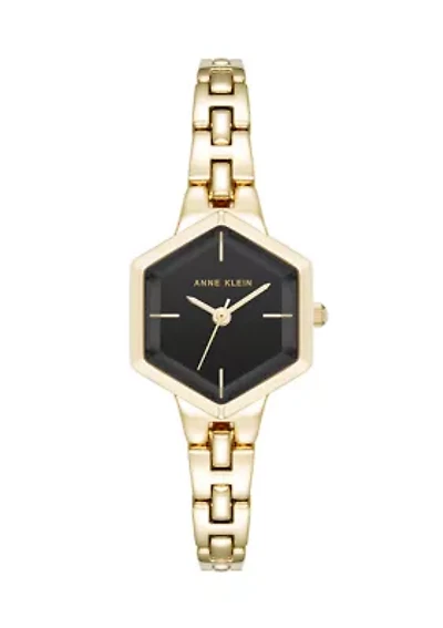 Gold Tone Black Dial Watch