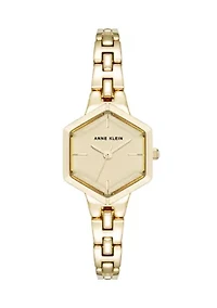 Quartz Petite Hexagonal Gold-Tone Alloy Metal Bracelet Watch