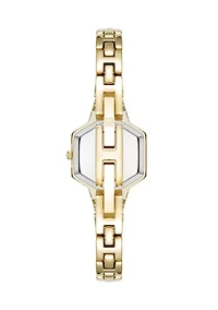 Quartz Petite Hexagonal Gold-Tone Alloy Metal Bracelet Watch