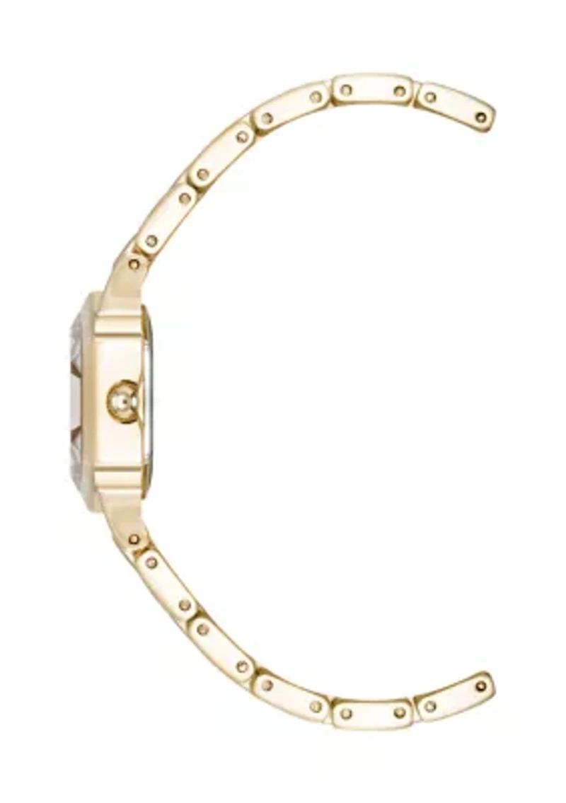 Quartz Petite Hexagonal Gold-Tone Alloy Metal Bracelet Watch