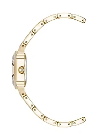 Quartz Petite Hexagonal Gold-Tone Alloy Metal Bracelet Watch