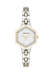Quartz Petite Hexagonal Two-Tone Alloy Metal Bracelet Watch