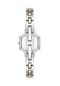Quartz Petite Hexagonal Two-Tone Alloy Metal Bracelet Watch