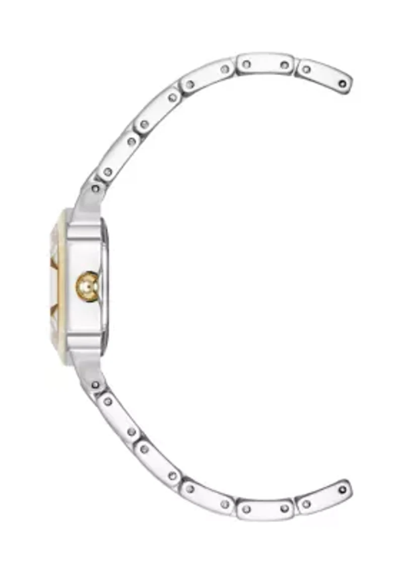 Quartz Petite Hexagonal Two-Tone Alloy Metal Bracelet Watch