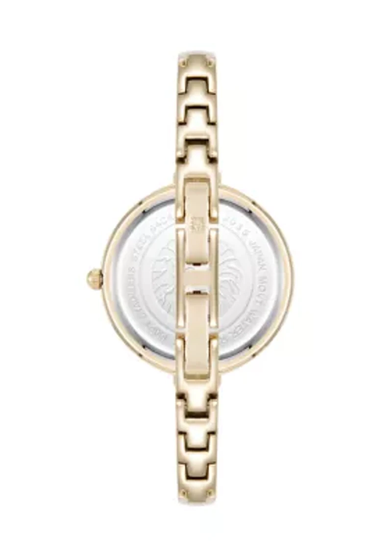 Quartz Interchangeable Bezel Gold-Tone Alloy Metal Watch Set