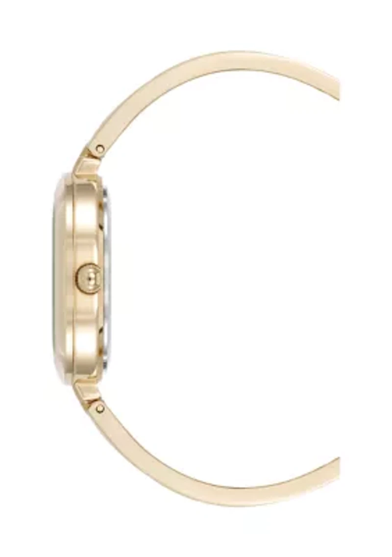 Quartz Interchangeable Bezel Gold-Tone Alloy Metal Watch Set