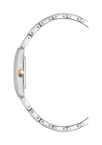 Quartz Classic Rectangular Roman Numeral Two-Tone Alloy Metal Watch