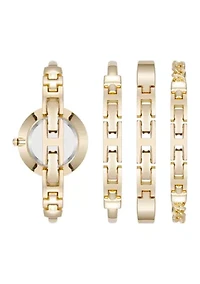 Black Gold Tone Watch and Bracelet Set