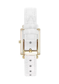 White Leather Gold Tone Watch