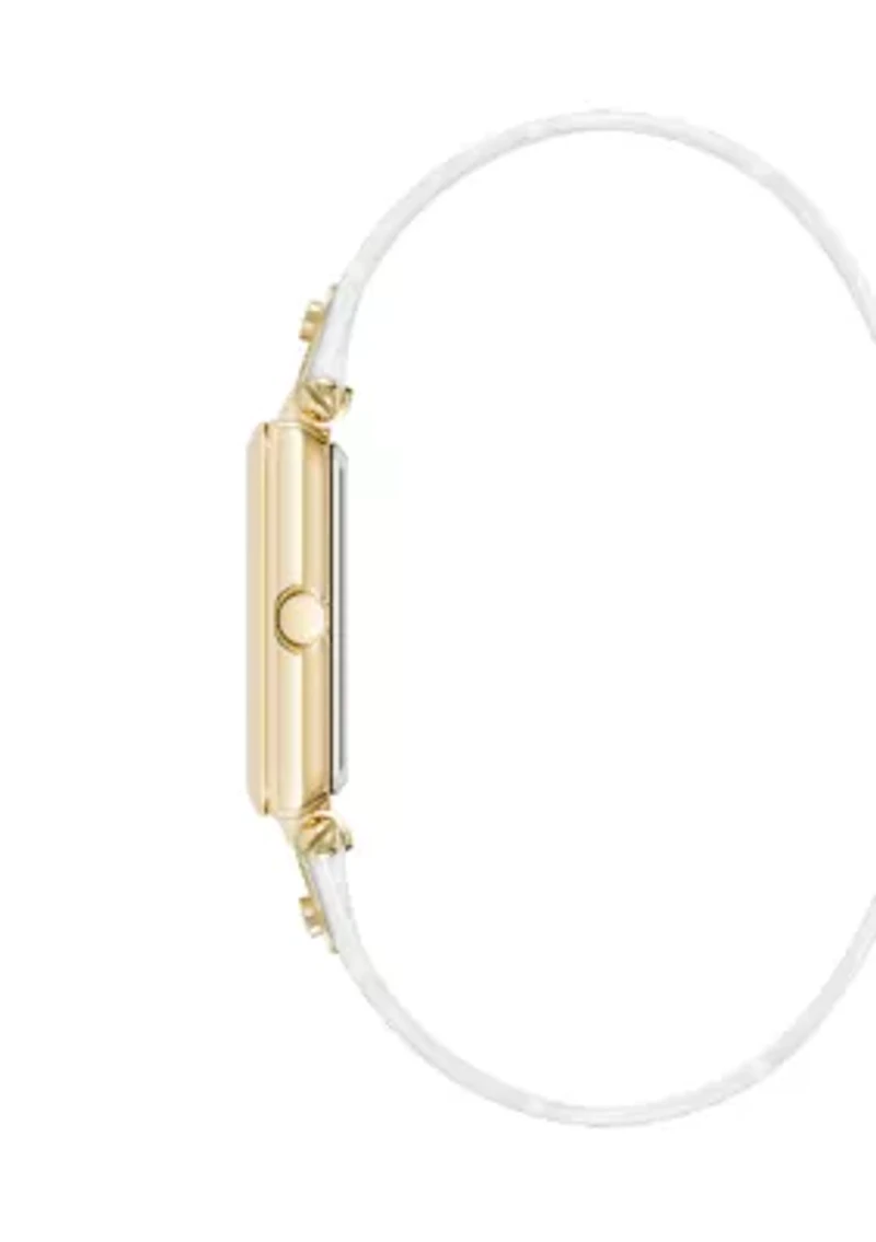 White Leather Gold Tone Watch