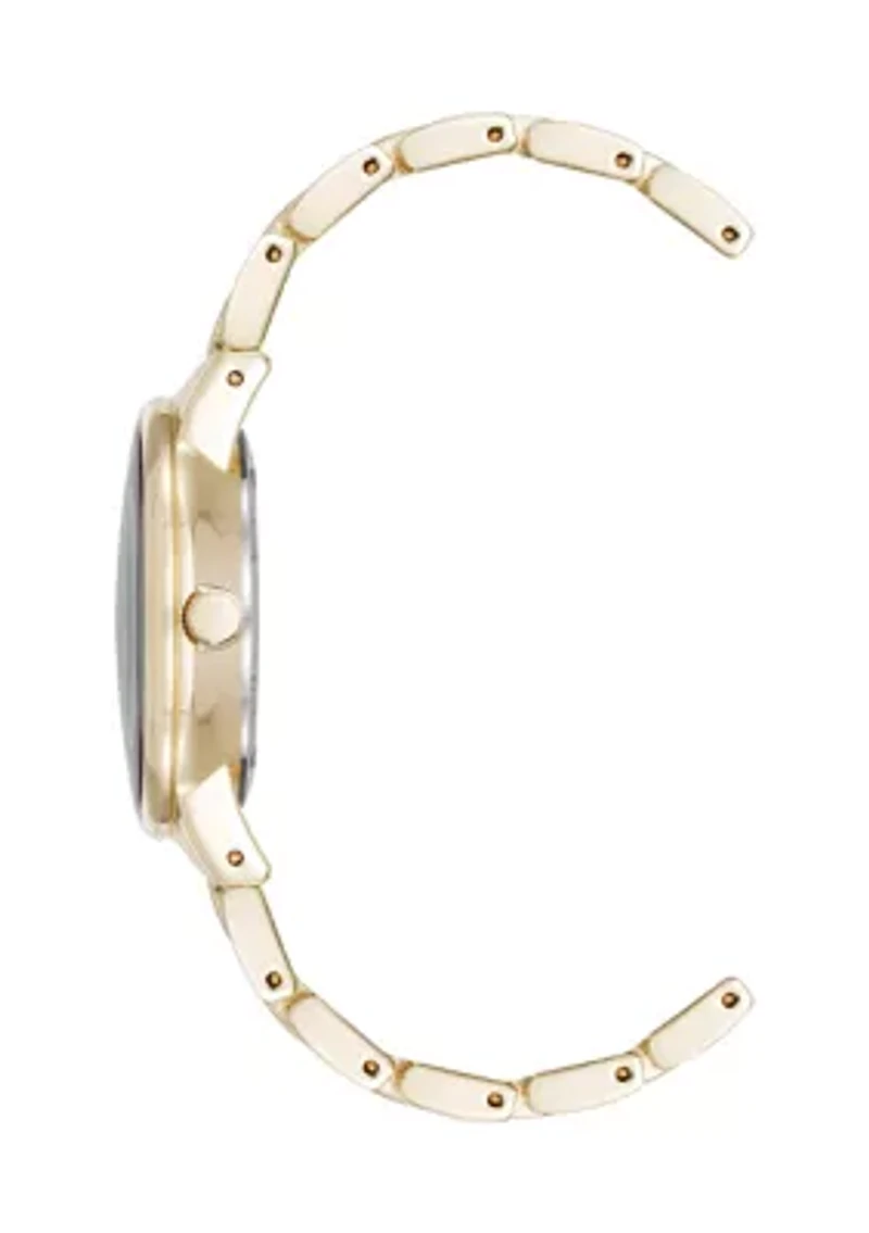 Quartz Minimalist Gold Tone Alloy Metal Watch
