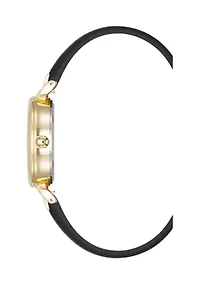Quartz Round Easy To Read Faux Leather and Gold Tone Alloy Metal Watch
