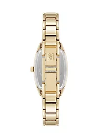 Quartz Cushion Black Enamel with Gold-Tone Metal Alloy Bangle Watch