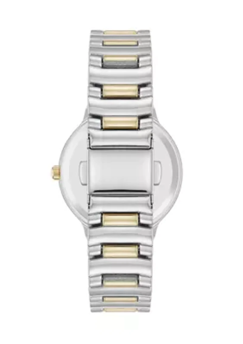 Women's Quartz Essential Round Two Tone Metal Alloy and Pink Dial Watch