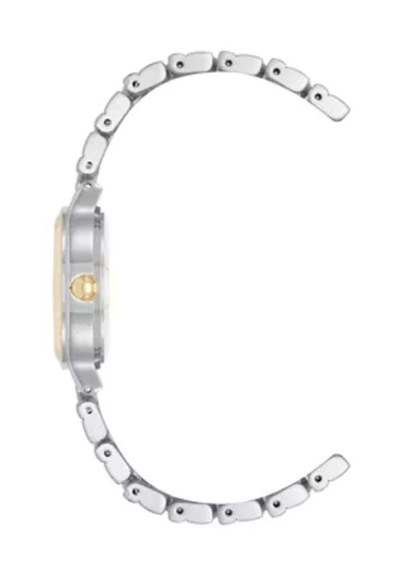 Women's Quartz Essential Round Two Tone Metal Alloy and Pink Dial Watch