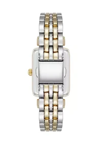 Women's Quartz Rectangular Roman Numeral Two Tone Metal Alloy Watch