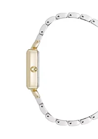 Women's Quartz Rectangular Roman Numeral Two Tone Metal Alloy Watch