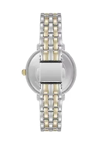 Quartz Round Roman Numeral Two-Tone Metal Alloy Watch