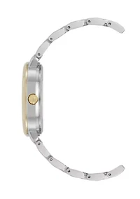 Quartz Round Roman Numeral Two-Tone Metal Alloy Watch