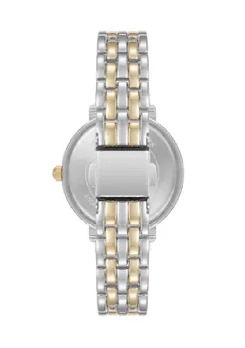 Quartz Round Roman Numeral Two-Tone Metal Alloy Watch