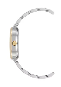 Quartz Round Roman Numeral Two-Tone Metal Alloy Watch