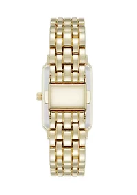 Women's Quartz Rectangular Estate Gold Tone Metal Alloy and Pink Dial Watch