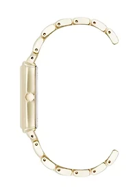Women's Quartz Rectangular Estate Gold Tone Metal Alloy and Pink Dial Watch