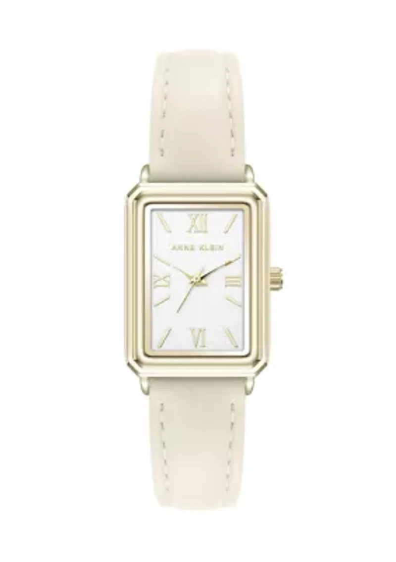 Quartz Casual PU Leather and Gold-Tone Metal Alloy Watch