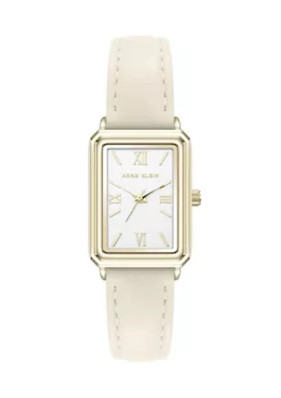 Quartz Casual PU Leather and Gold-Tone Metal Alloy Watch