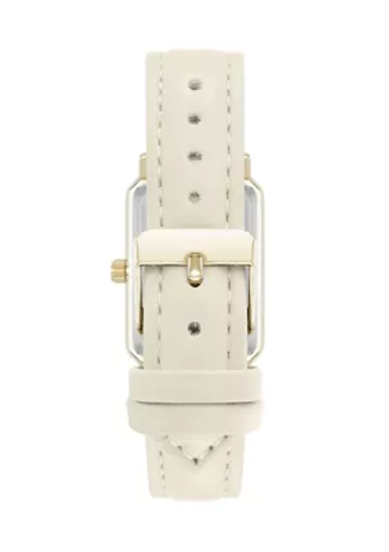 Quartz Casual PU Leather and Gold-Tone Metal Alloy Watch