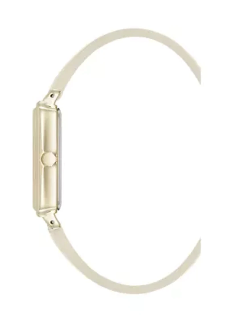 Quartz Casual PU Leather and Gold-Tone Metal Alloy Watch