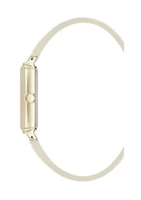 Quartz Casual PU Leather and Gold-Tone Metal Alloy Watch