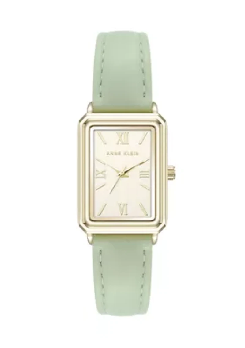 Quartz Casual PU Leather and Gold-Tone Metal Alloy Watch