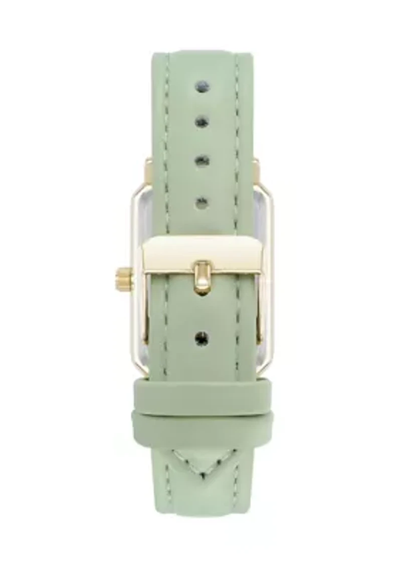 Quartz Casual PU Leather and Gold-Tone Metal Alloy Watch
