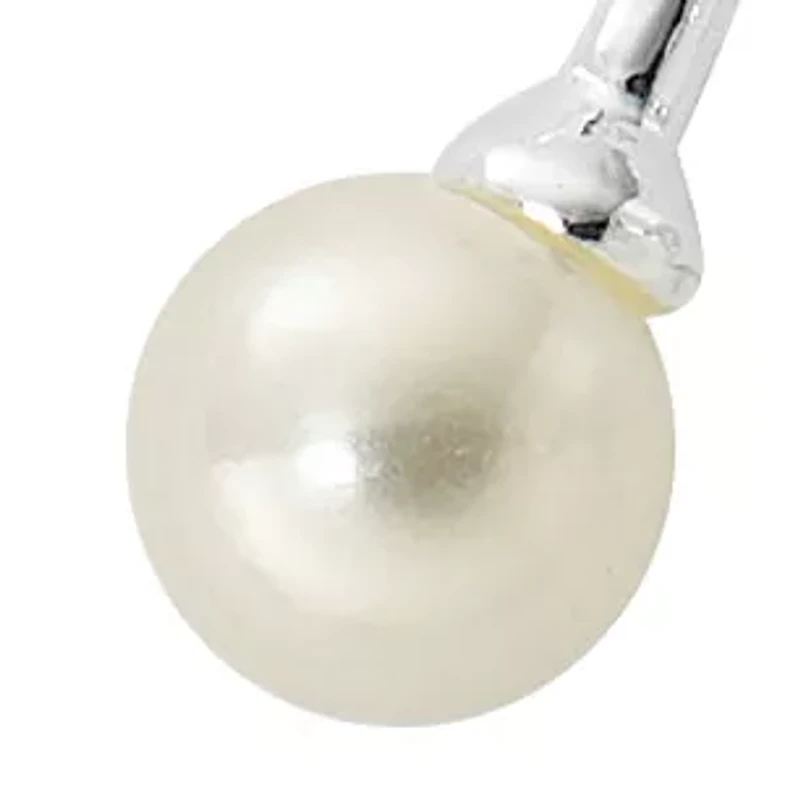 E Coat Sterling Silver Bezel Pearl Threader Earrings 
