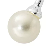 E Coat Sterling Silver Bezel Pearl Threader Earrings 