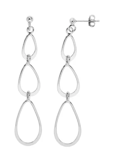 Sterling Silver Three Tier Open Teardrop Earrings