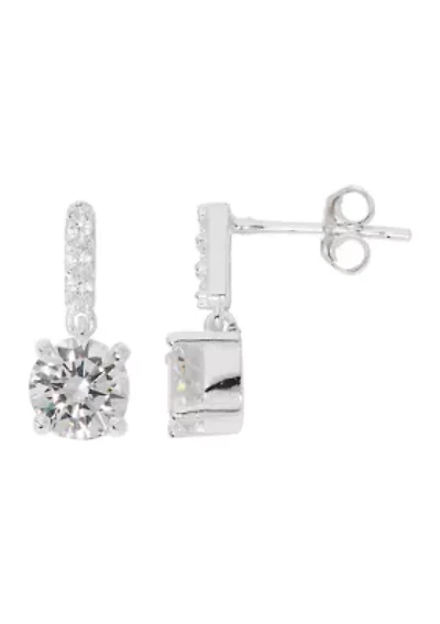 Sterling Silver Cubic Zirconia Circle Drop Earrings